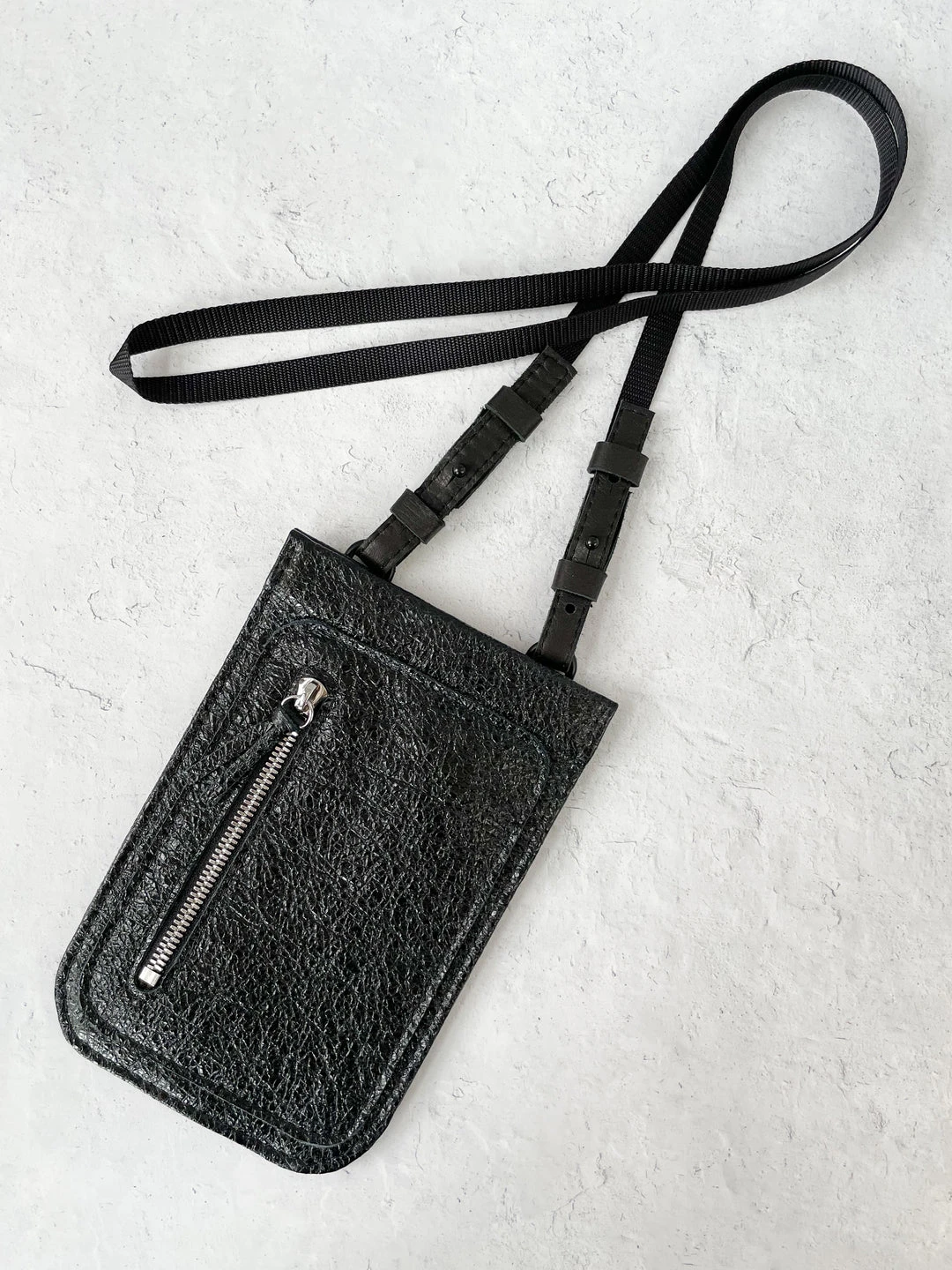 Riel Cell Phone Sling Crossbody Bag, Metallic Cracked Leather