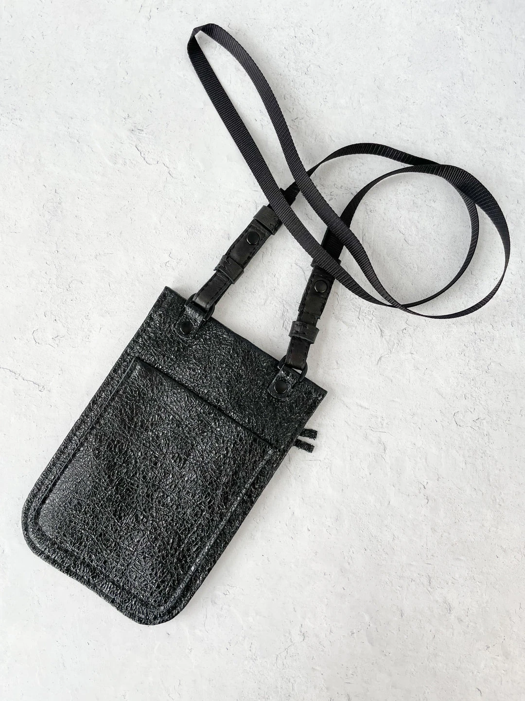 Riel Cell Phone Sling Crossbody Bag, Metallic Cracked Leather