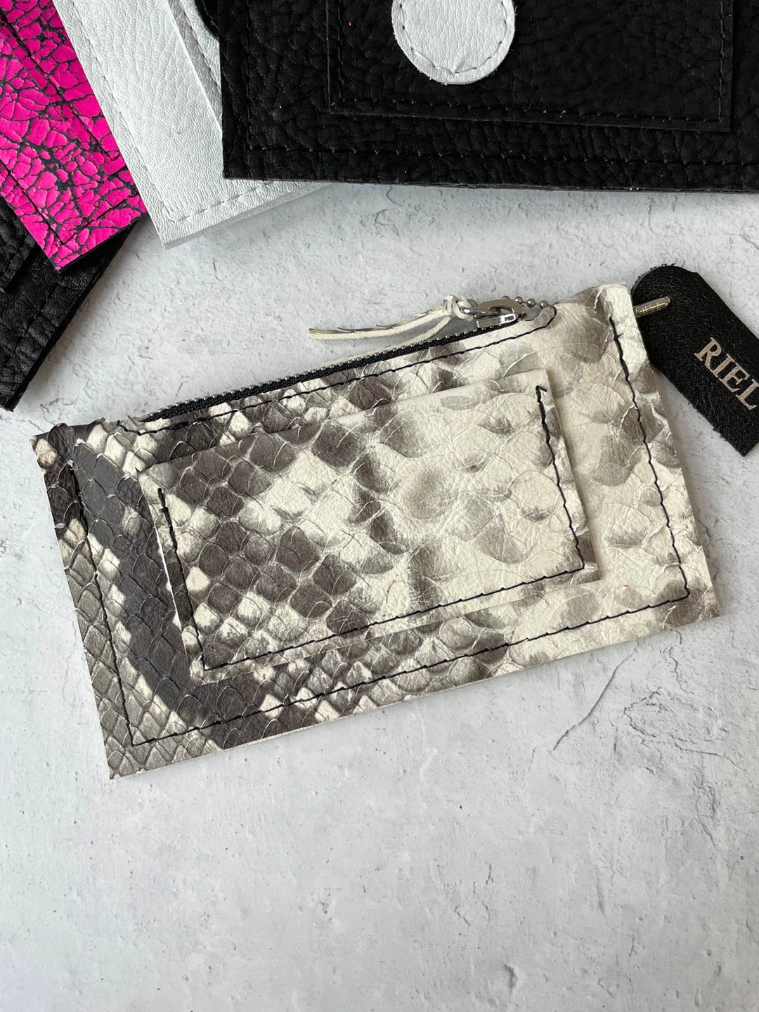 Riel Coin Pouch Card Holder, Beige Snake 3 Riel Coin Pouch Card Holder, Beige Snake