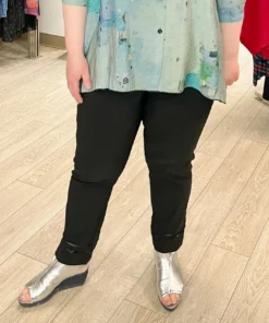 Robell Marie Mesh Trim Crop Pant, Black