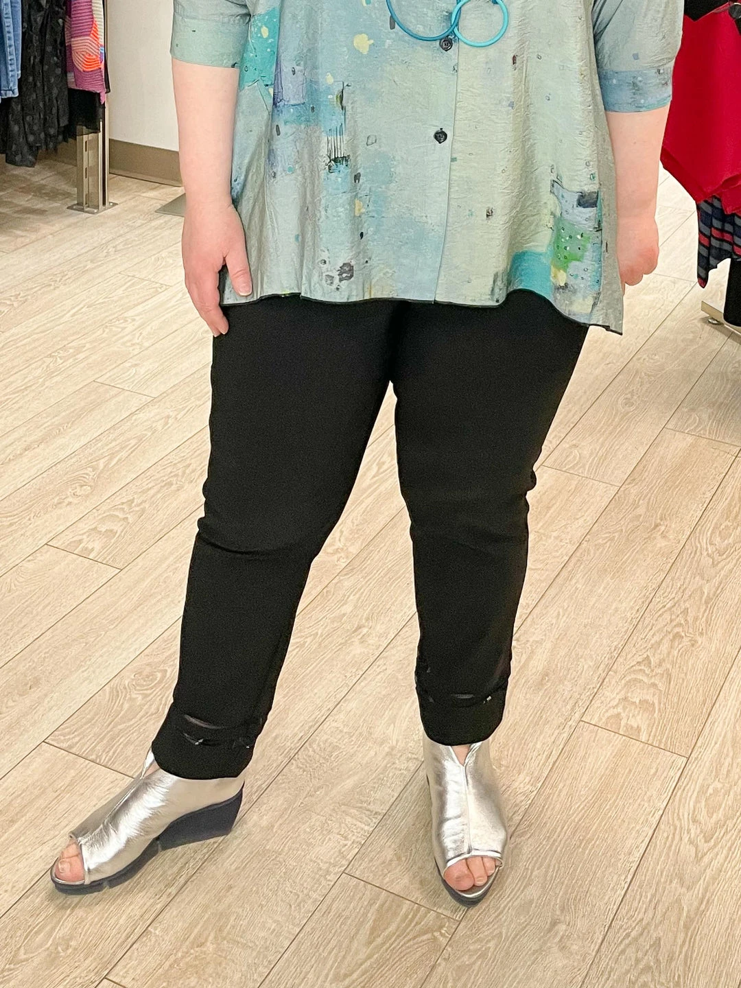 Robell Marie Mesh Trim Crop Pant, Black 3 Robell Marie Mesh Trim Crop Pant, Black