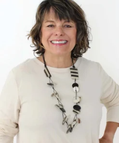 Sylca Designs Arielle Frosted Statement Necklace, Black/White Sylca Designs