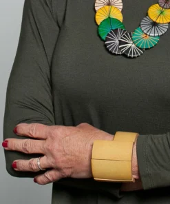 Sylca Designs Sylca Designs Geometric Wood Cuff, Yellow