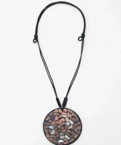 Sylca Designs Iridescent Mosaic Pendant Necklace, Black