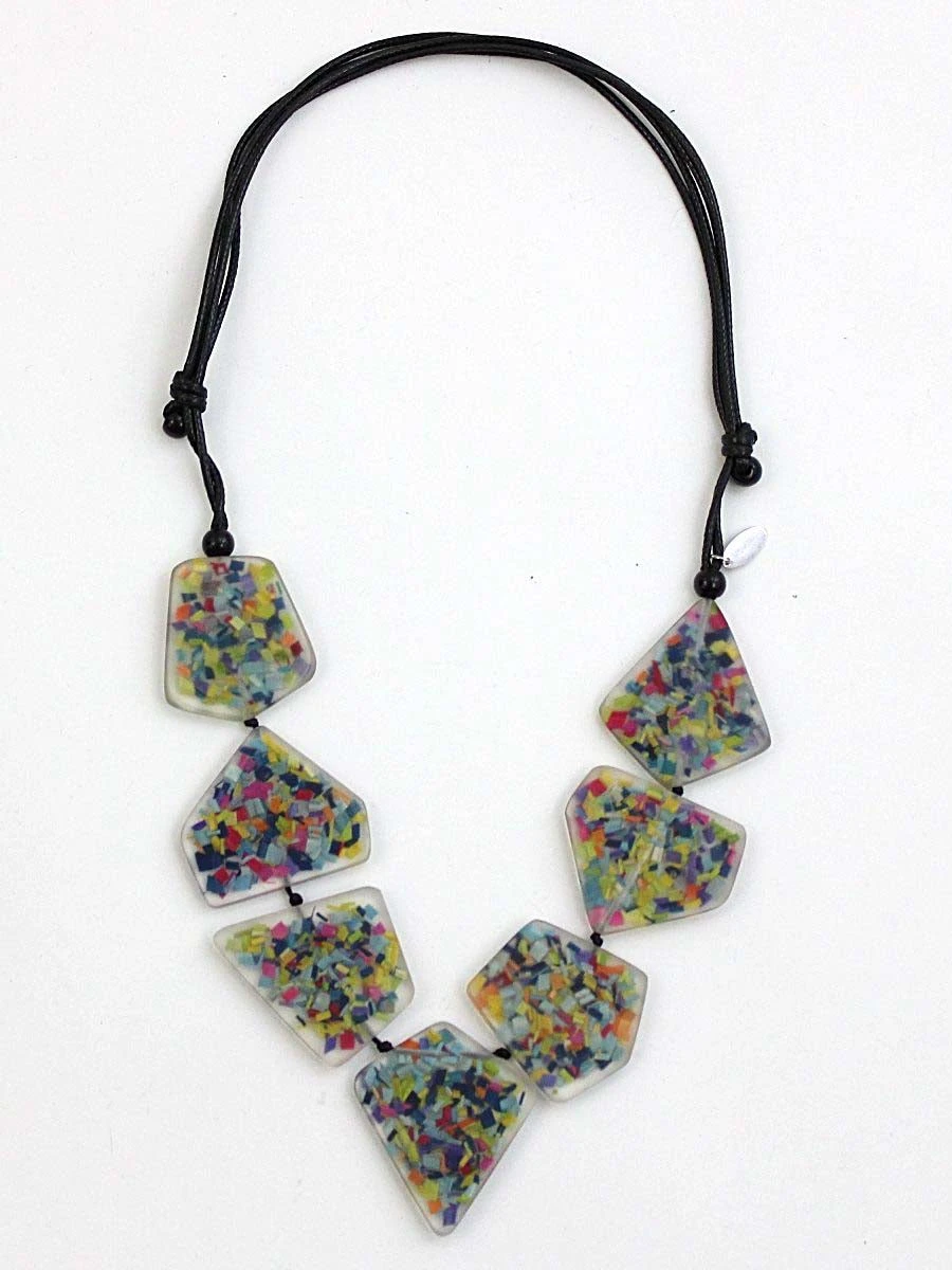 Sylca Designs Sylca Designs Jessa Geometric Confetti Necklace, Multi 3 Sylca Designs Sylca Designs Jessa Geometric Confetti Necklace, Multi