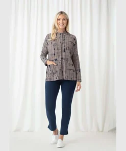 Sympli Boxy Pocket Shirt, Drifting Lines Sand Sympli