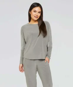 Sympli Sympli Nu Cinch Top, Long Sleeve, Melange Sand