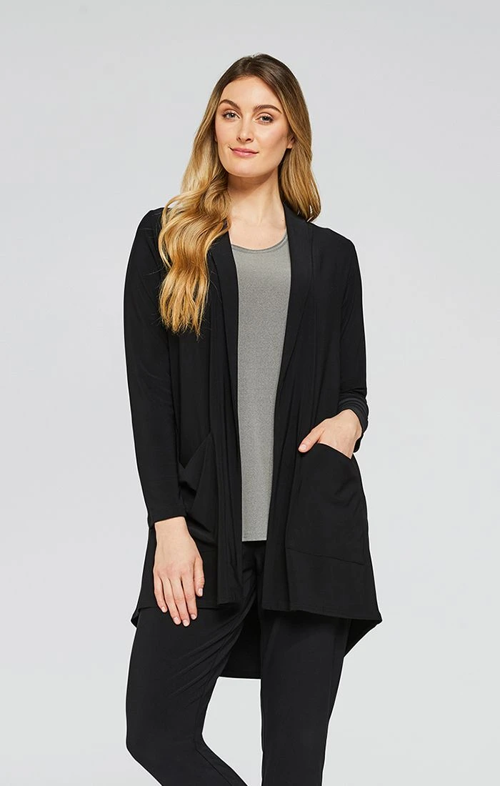 Sympli Sympli Shawl Collar Pocket Cardigan, Black 3 Sympli Sympli Shawl Collar Pocket Cardigan, Black