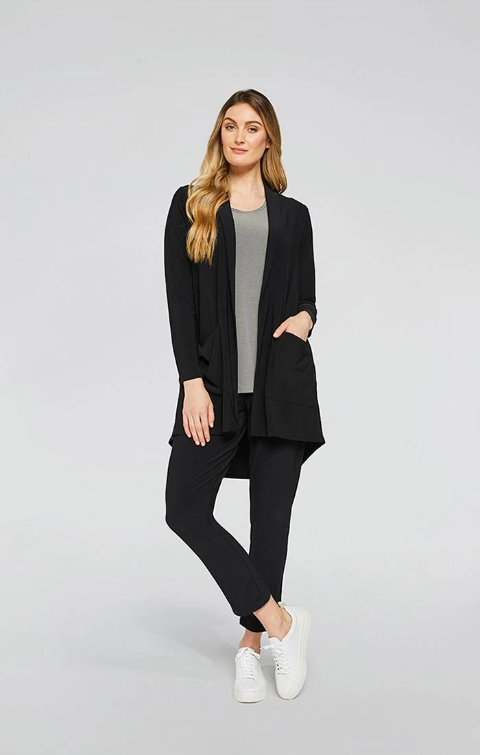 Sympli Sympli Shawl Collar Pocket Cardigan, Black 4 Sympli Sympli Shawl Collar Pocket Cardigan, Black