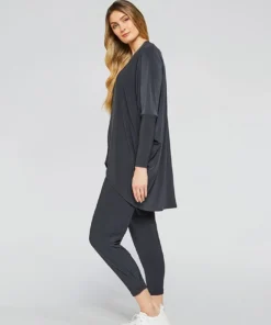 Sympli Zest Boxy Tunic, Long Sleeve, Graphite Sympli