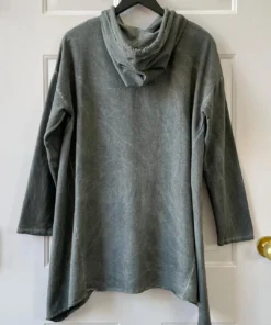 Tempo Paris Pocket Hi Lo Hoodie Top, Grey Tempo Paris