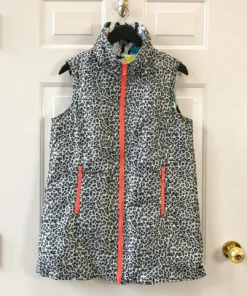 UBU Clothing Co Quilted Zip Front Reversible Vest, Seeing Spots/Small Leopard