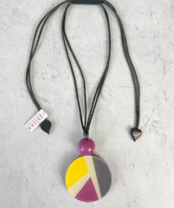 Zsiska Abba 2 Bead Round Pendant Necklace, Pink