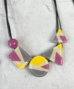 Zsiska Abba 5 Bead Adjustable Necklace, Pink