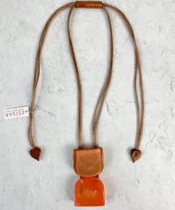 Zsiska Ava 2 Bead Pendant Necklace, Orange