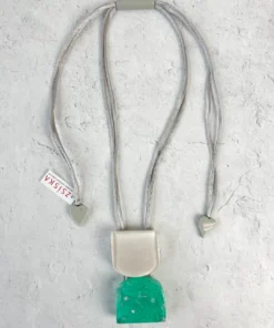 Zsiska Ava 2 Bead Pendant Necklace, Turquoise