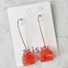 Zsiska Zsiska Ava Long Wire Drop Earrings, Orange