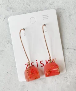 Zsiska Zsiska Ava Long Wire Drop Earrings, Orange