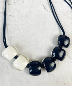 Zsiska Bellissima Large 6 Bead Adjustable Necklace, Blue/White