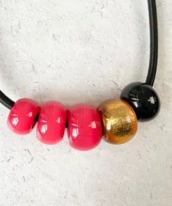 Zsiska Bliss 5 Round Bead Necklace, Gold/Pink Zsiska