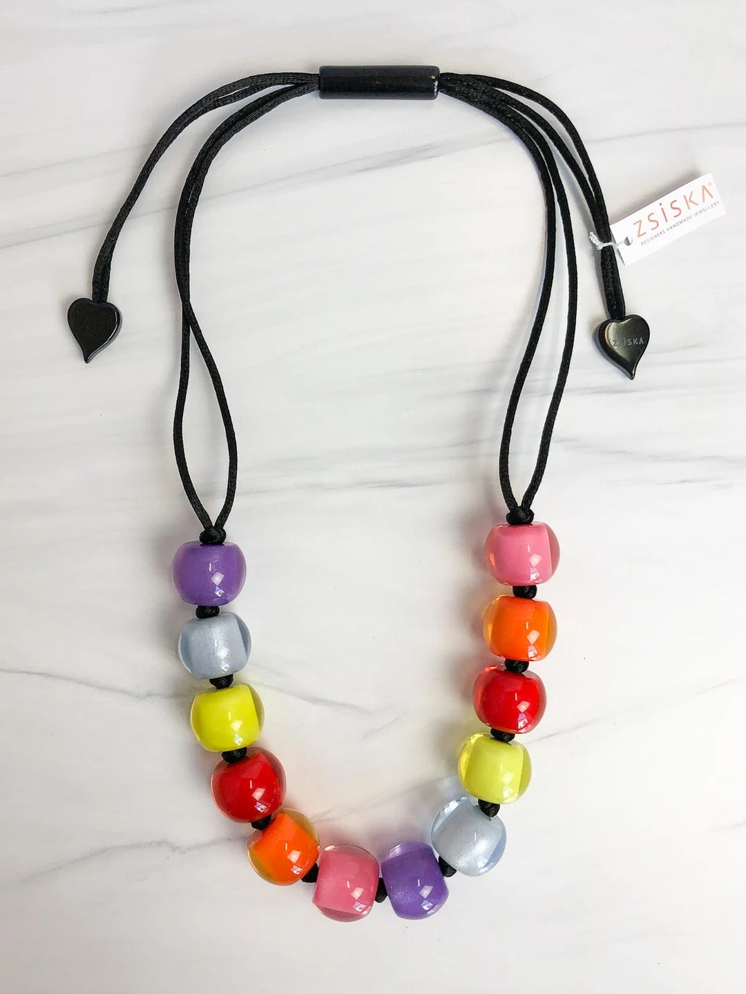 Zsiska Colorful Beads 12 Bead Adjustable Necklace, Spectrum