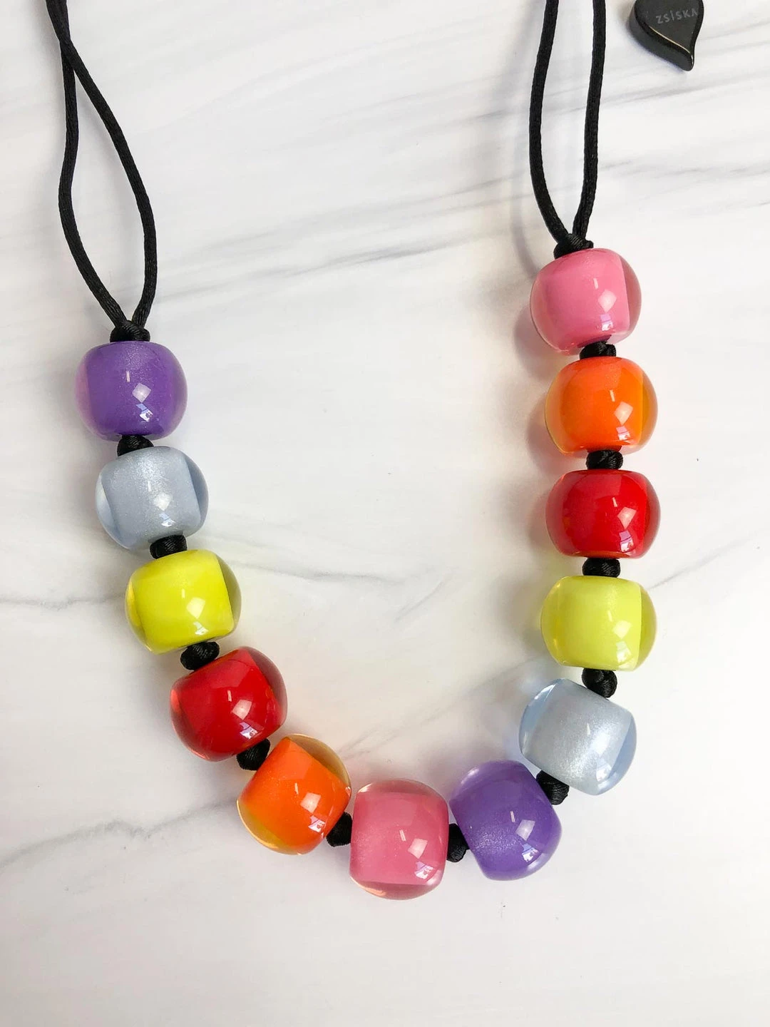 Zsiska Colorful Beads 12 Bead Adjustable Necklace, Spectrum