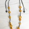 Zsiska Colorful Cubes Mix Bead Long Adjustable Necklace, Mustard