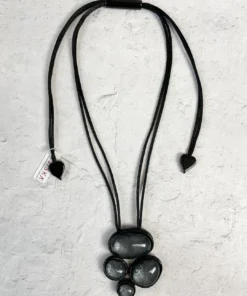 Zsiska Glam 4 Bead Pendant Necklace, Anthracite Zsiska
