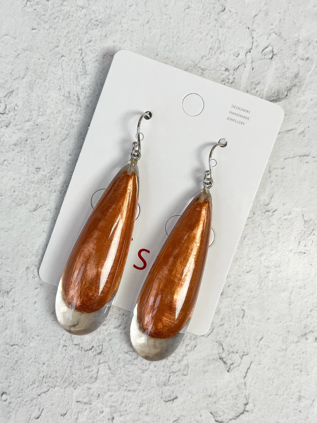 Zsiska Zsiska Luxus Large Teardrop Wire Earrings, Copper 3 Zsiska Zsiska Luxus Large Teardrop Wire Earrings, Copper