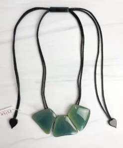 Zsiska Mara 3 Bead Adjustable Necklace, Green Zsiska