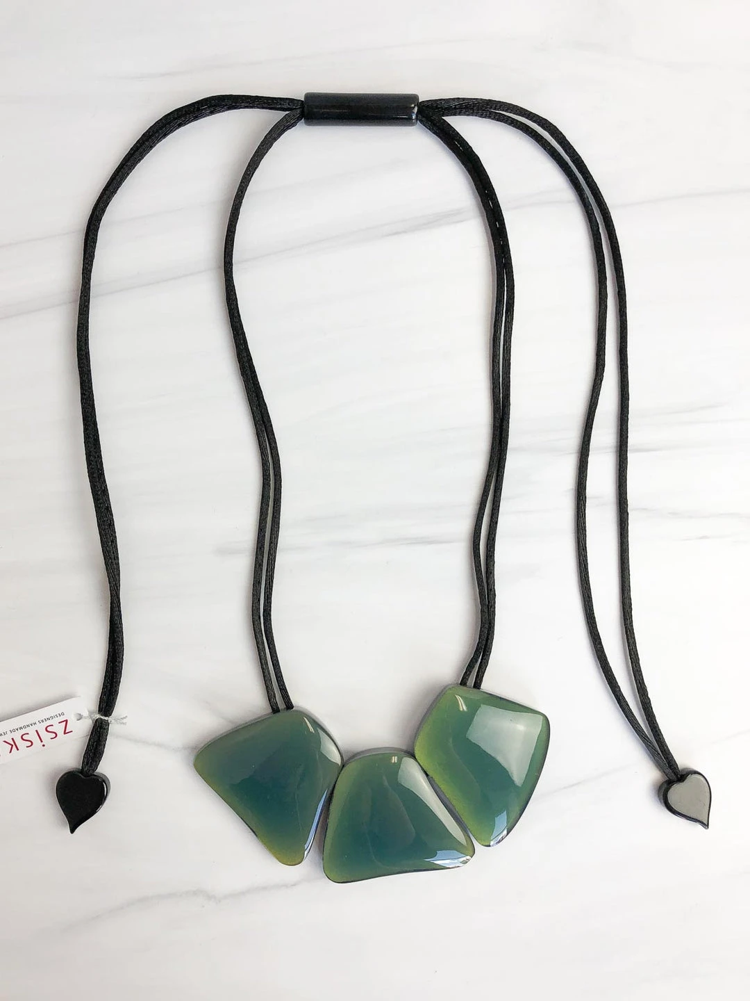 Zsiska Mara 3 Bead Adjustable Necklace, Green Zsiska 3 Zsiska Mara 3 Bead Adjustable Necklace, Green Zsiska