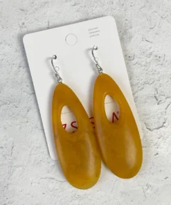 Zsiska Organic Cut Out Teardrop Wire Earrings, Mustard Zsiska