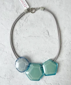 Zsiska Zsiska Playa 3 Bead Toggle Necklace, Aqua/Blue