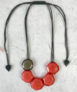 Zsiska Playa 5 Bead Adjustable Necklace, Pink