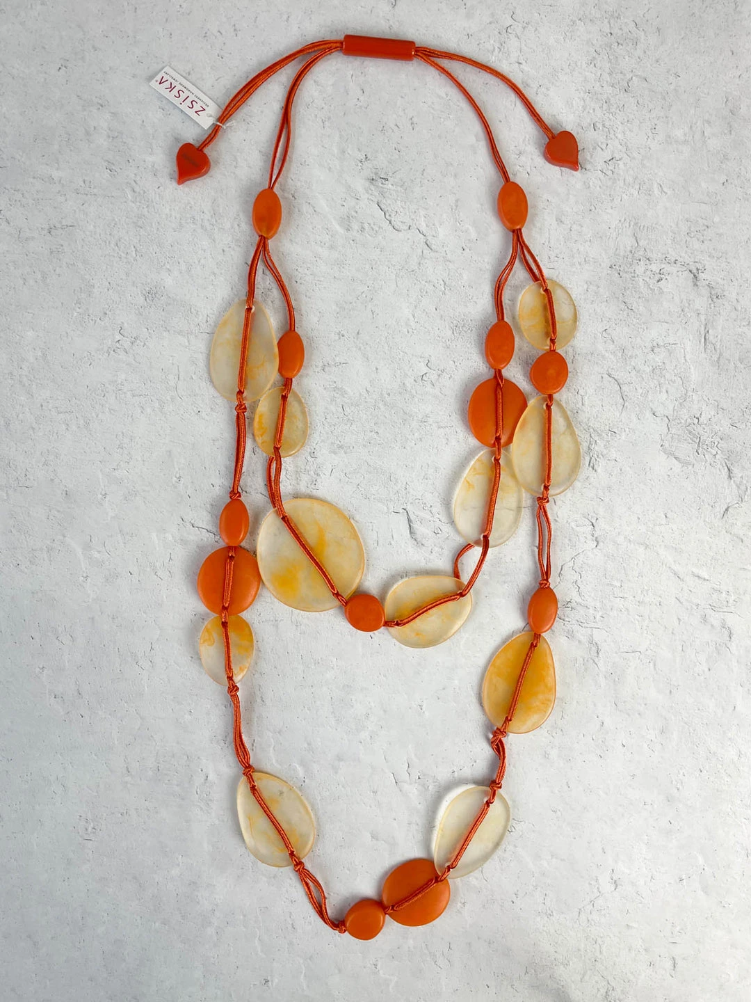 Zsiska Sabaai 2 Strand 23 Bead Necklace, Orange Zsiska 3 Zsiska Sabaai 2 Strand 23 Bead Necklace, Orange Zsiska