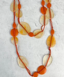 Zsiska Sabaai 2 Strand 23 Bead Necklace, Orange Zsiska