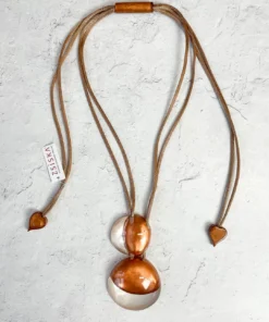 Zsiska Luxus Small 2 Bead Pendant Necklace, Copper