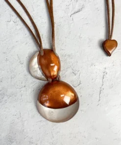 Zsiska Luxus Small 2 Bead Pendant Necklace, Copper