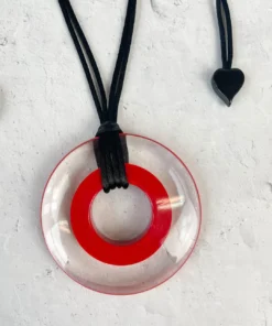 Zsiska Vida Round Pendant Necklace, Red