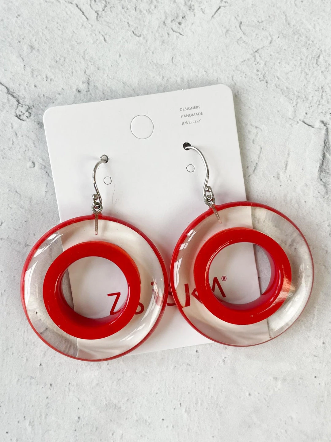 Zsiska Vida Wire Drop Earrings, Red 3 Zsiska Vida Wire Drop Earrings, Red